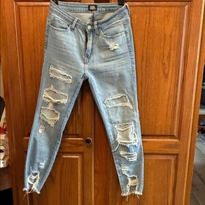 Trendy Light Blue Distressed girls jeans size 3.  Or 26
